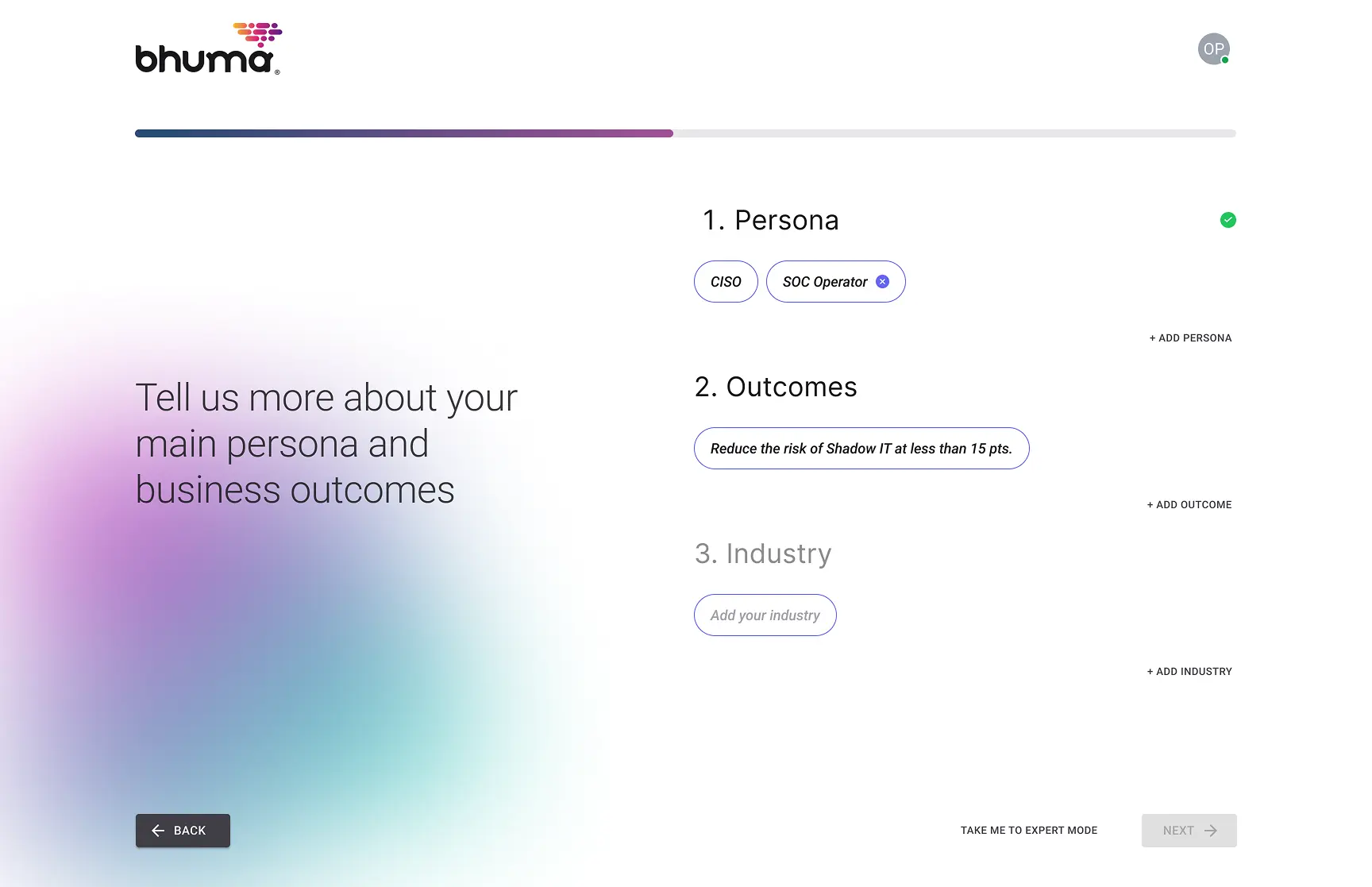 Experiencia de Onboarding de Bhuma