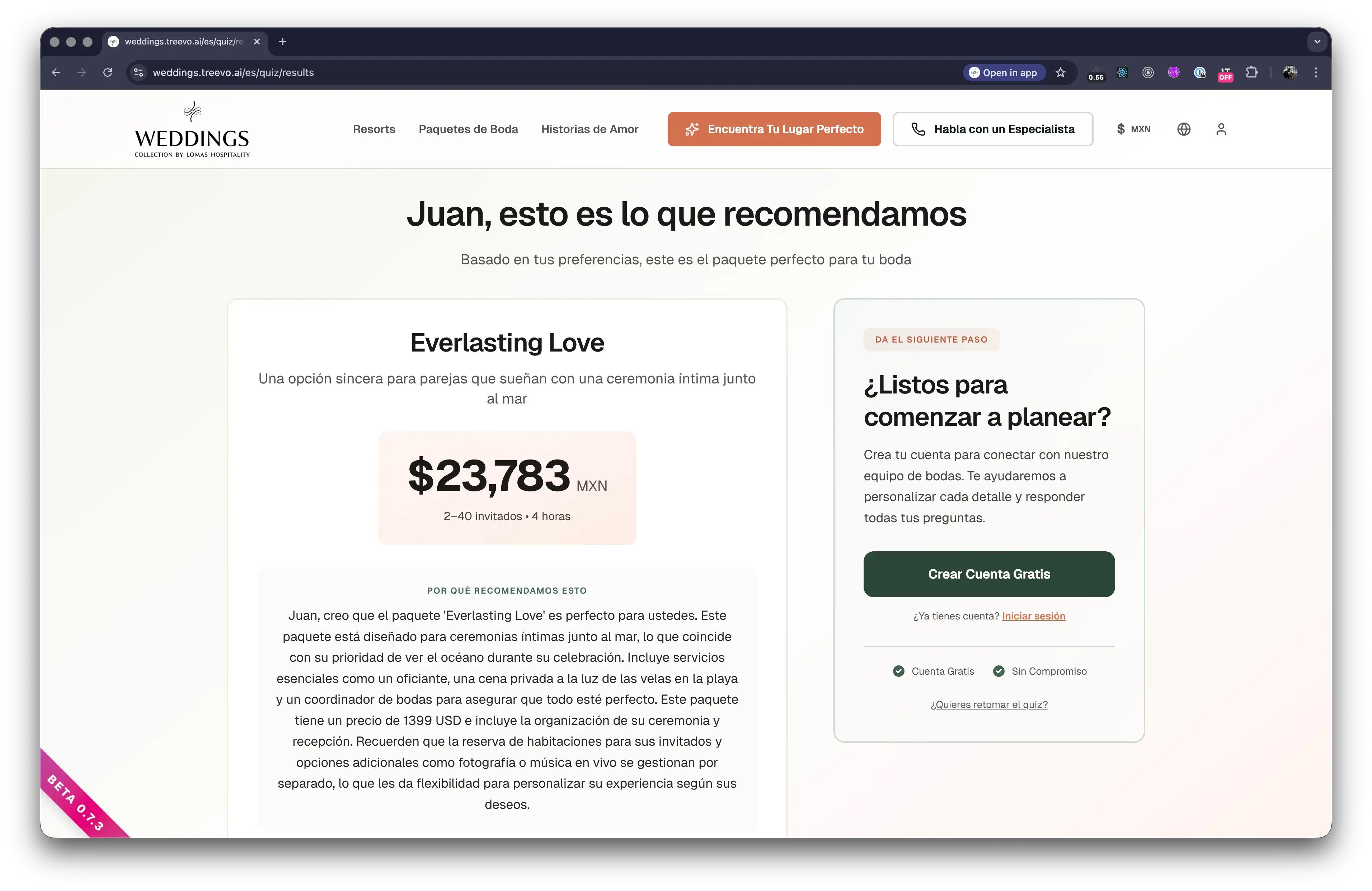 Quiz con IA para encontrar el venue perfecto
